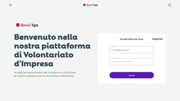 Pagina di Login della One Impact Platform di Wishraiser